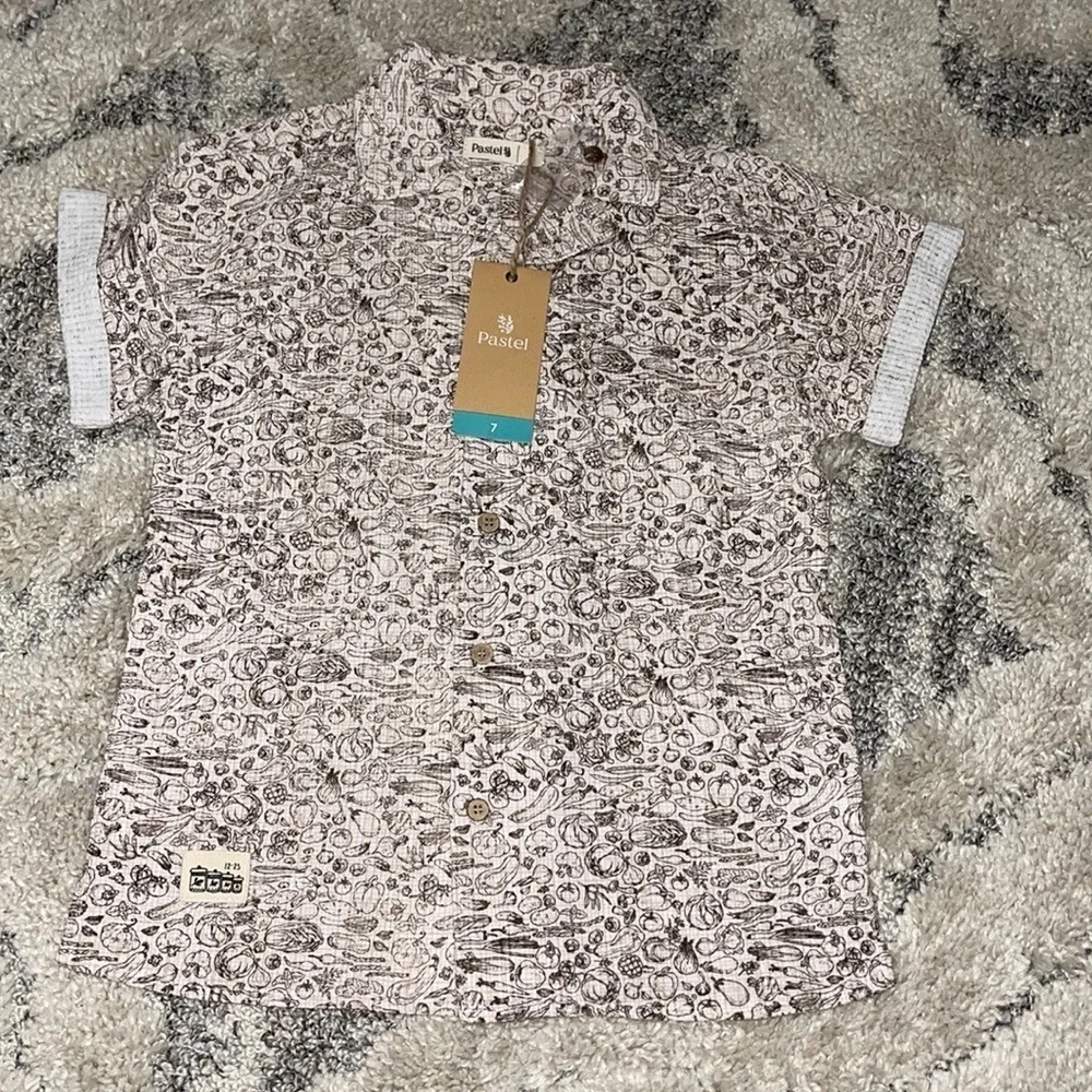 Boys Printed Short Sleeve Button Shirt
